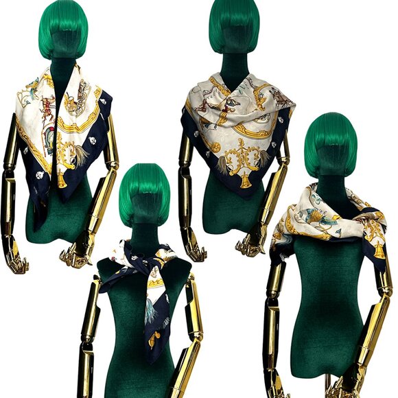 Hermès Scarf Plumes Et Grelots Jacquard 100% Silk 90 - Picture 11 of 11